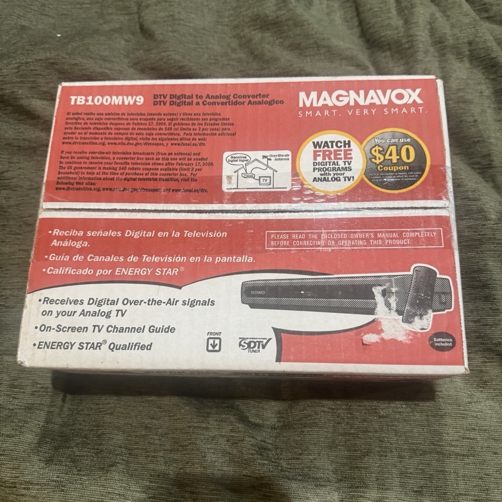 Magnavox TB100MW9 DTV Digital to Analog Smart TV Converter with Remote SEALED